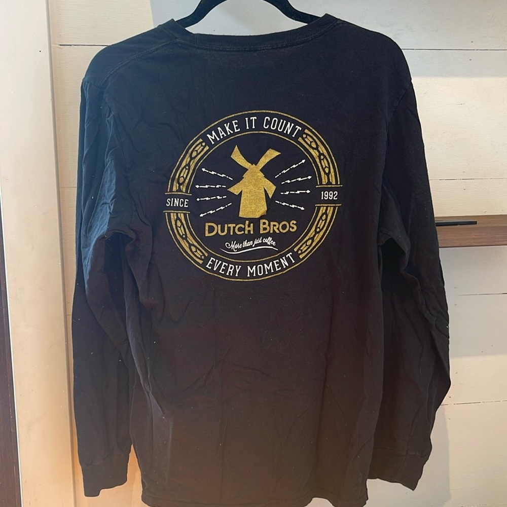 Dutch Bros Long Sleeve T Shirt Black and gold